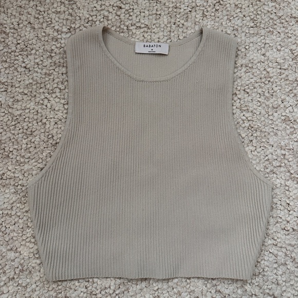 Babaton Tops - Babaton Cream Ribbed Crop Top